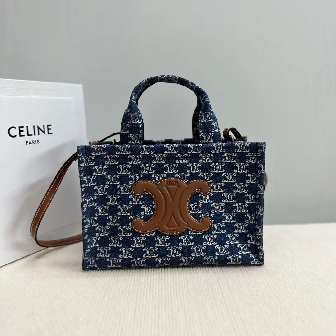 CELINE Denim Monogram Tote Bag with Crossbody Strap image 1