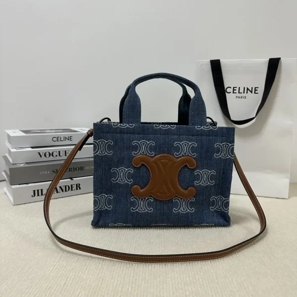 CELINE Denim Monogram Tote Bag with Crossbody Strap image 1