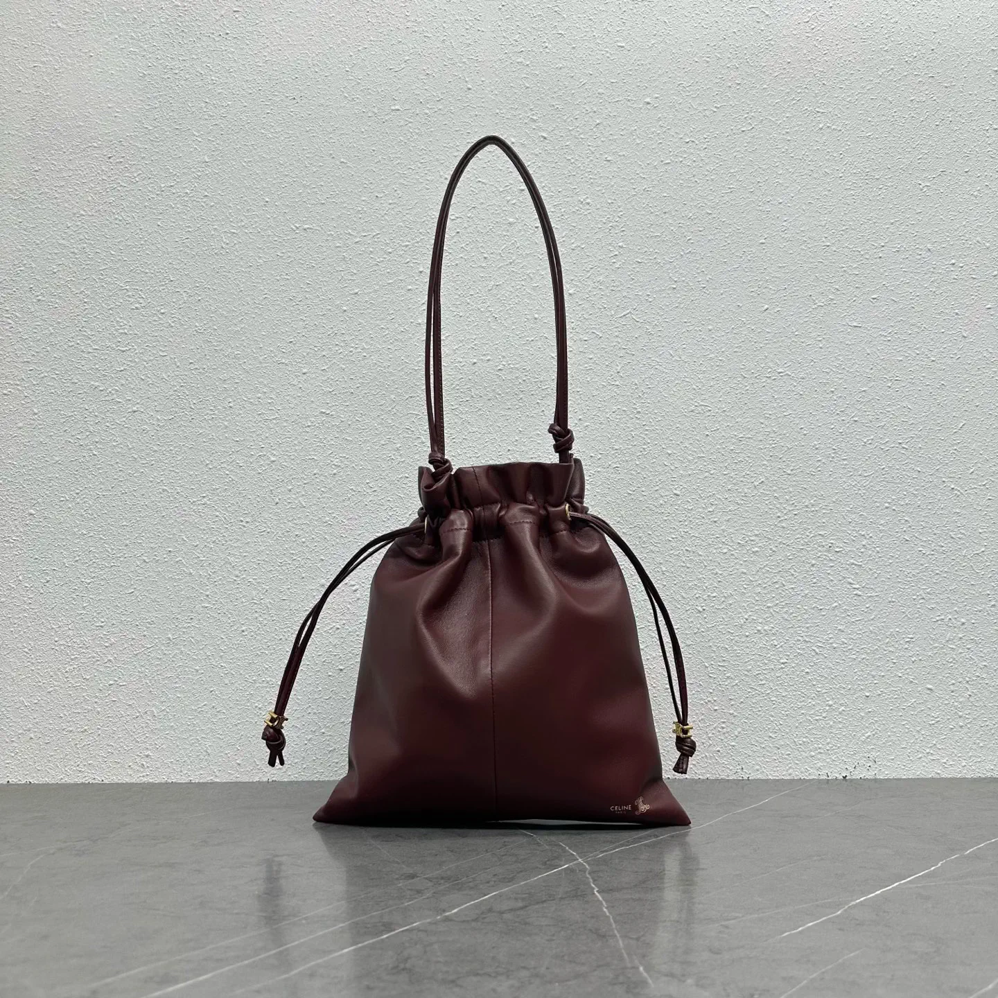 CELINE Burgundy Drawstring Bucket Bag image 1