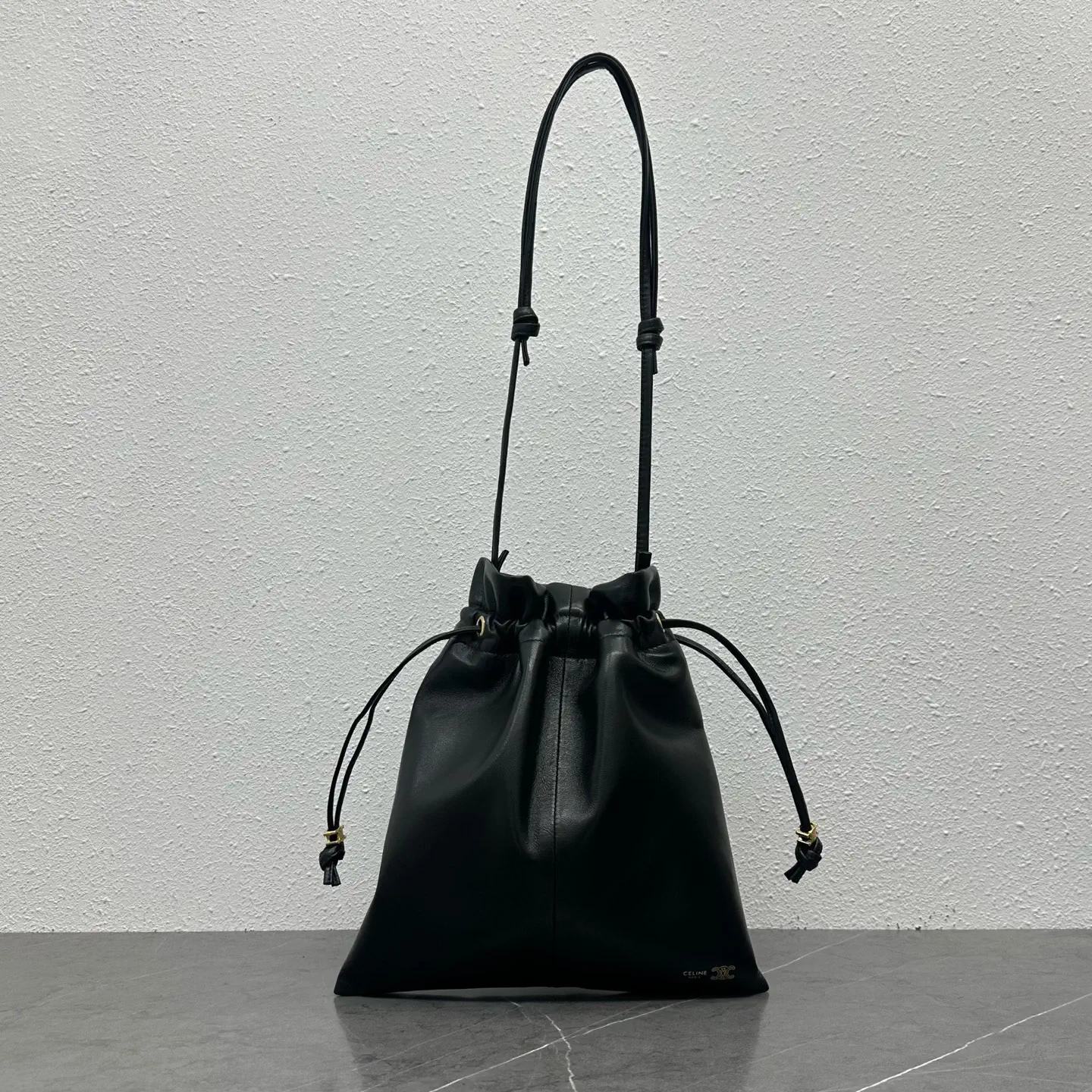 CELINE Black Drawstring Bucket Bag image 1
