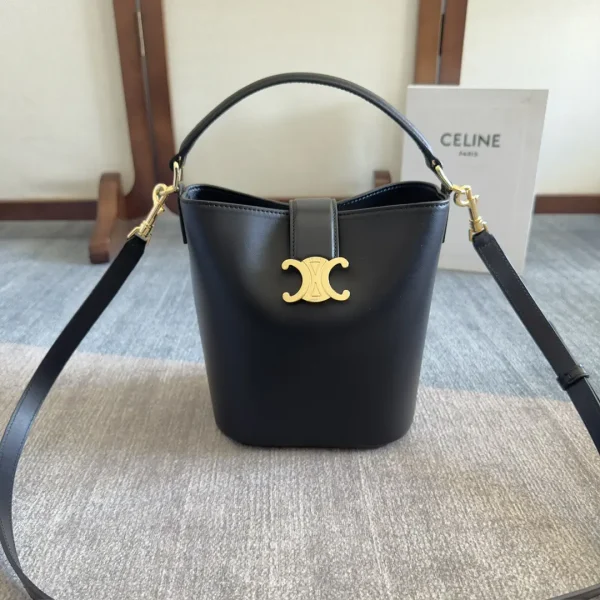 CELINE Louise Small Bucket Bag with Triomphe Logo image 1