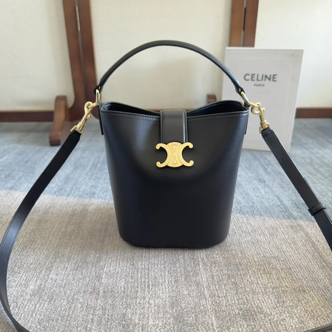 CELINE Louise Small Bucket Bag with Triomphe Logo image 1