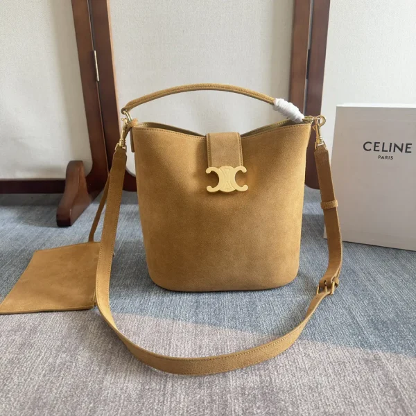 CELINE Suede Bucket Bag with Triomphe Logo image 1