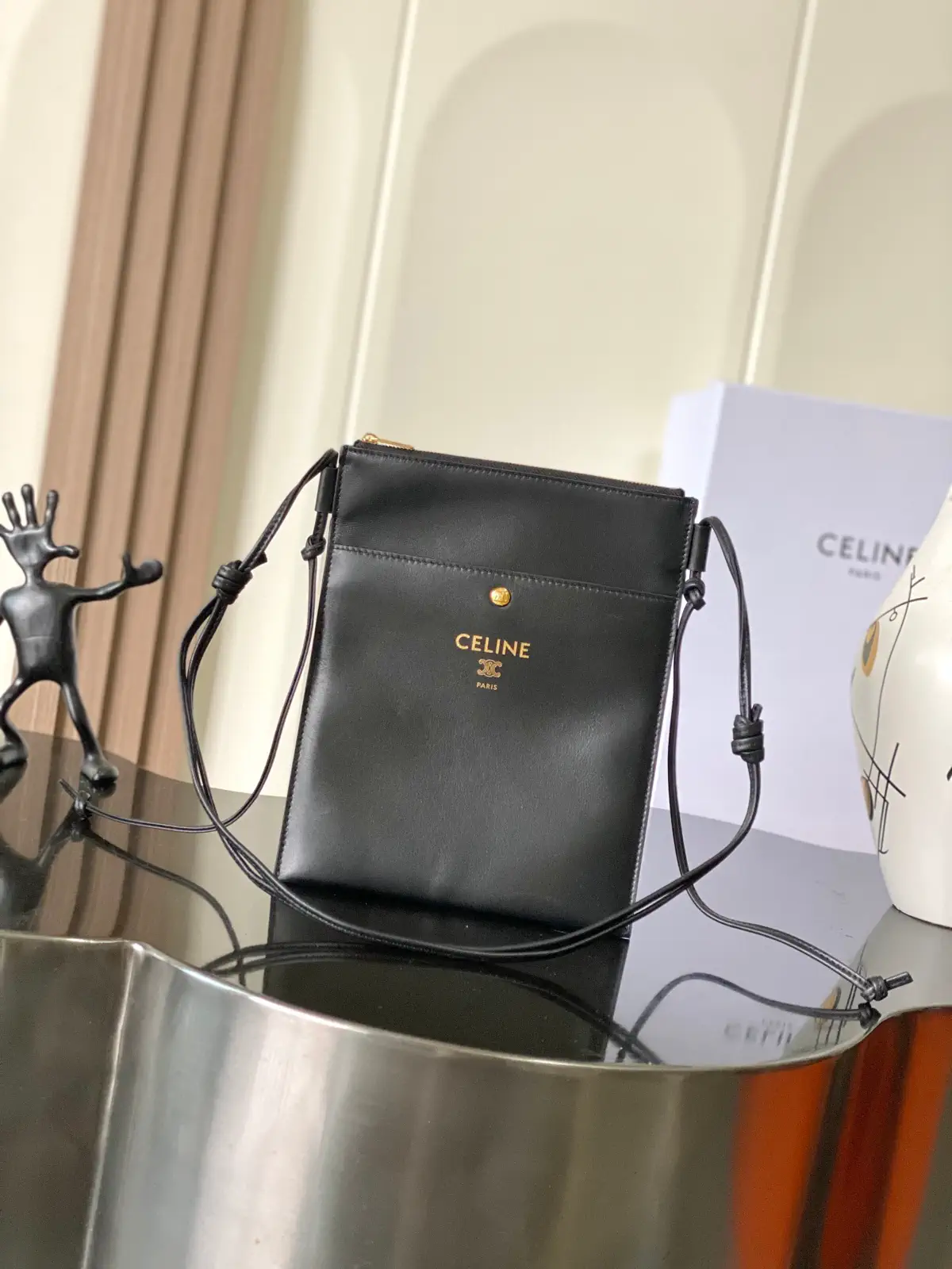 CELINE Black Lambskin Crossbody Bag image 1
