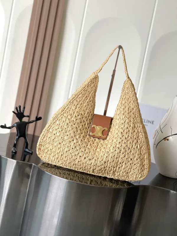 CELINE Triangular Straw Shoulder Bag image 1