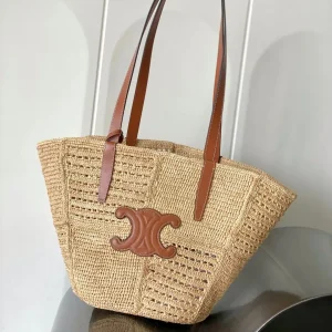 CELINE Woven Medium Triomphe Tote Bag image 1