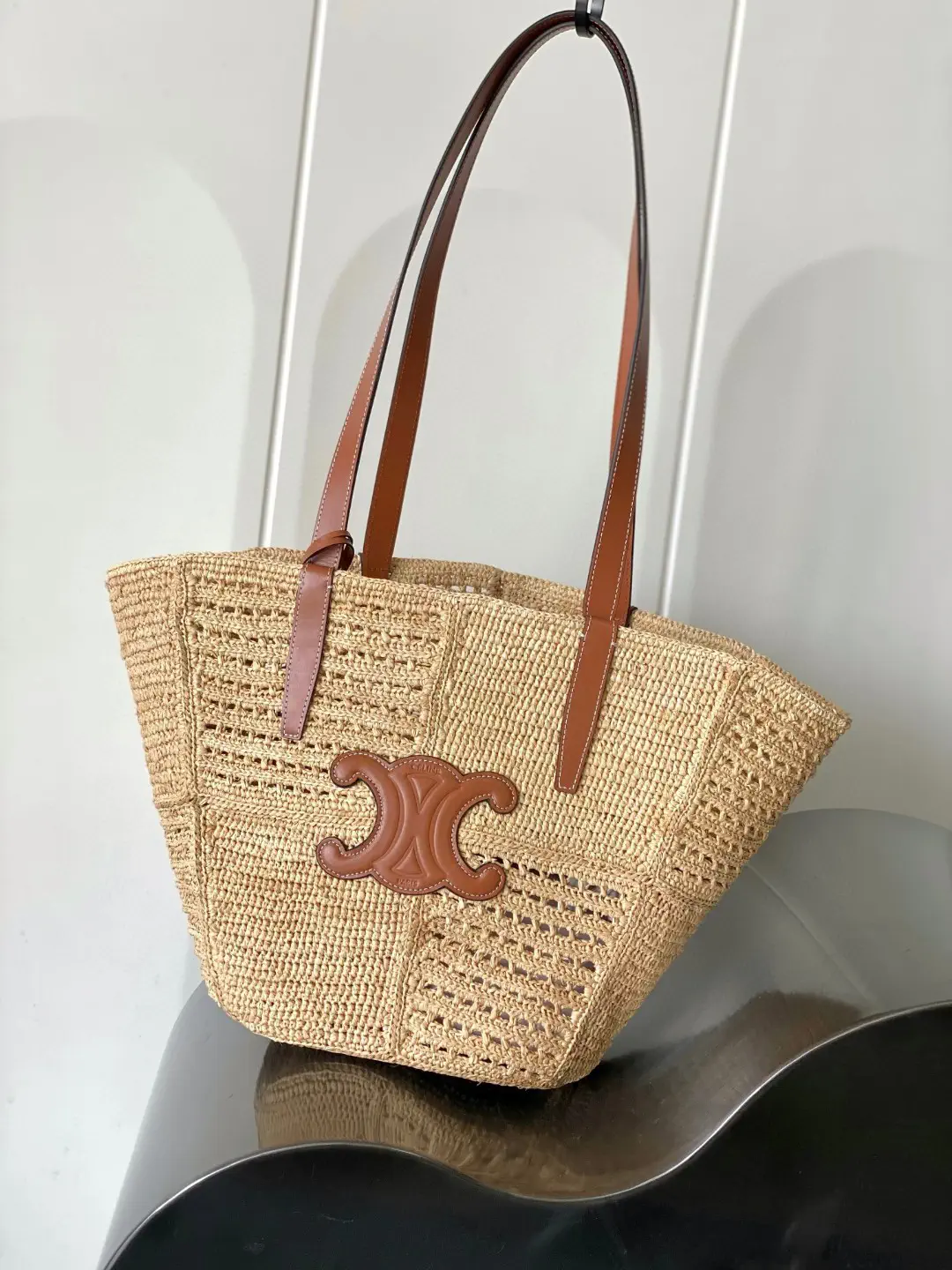 CELINE Woven Medium Triomphe Tote Bag image 1