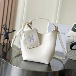 CELINE White Teen Hobo Bag with Small Pouch image 1