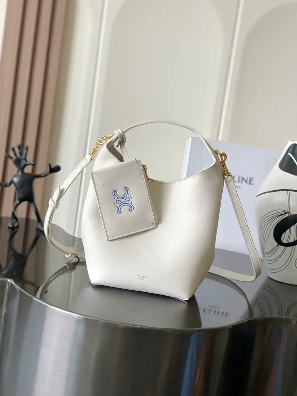 CELINE White Teen Hobo Bag with Small Pouch image 1