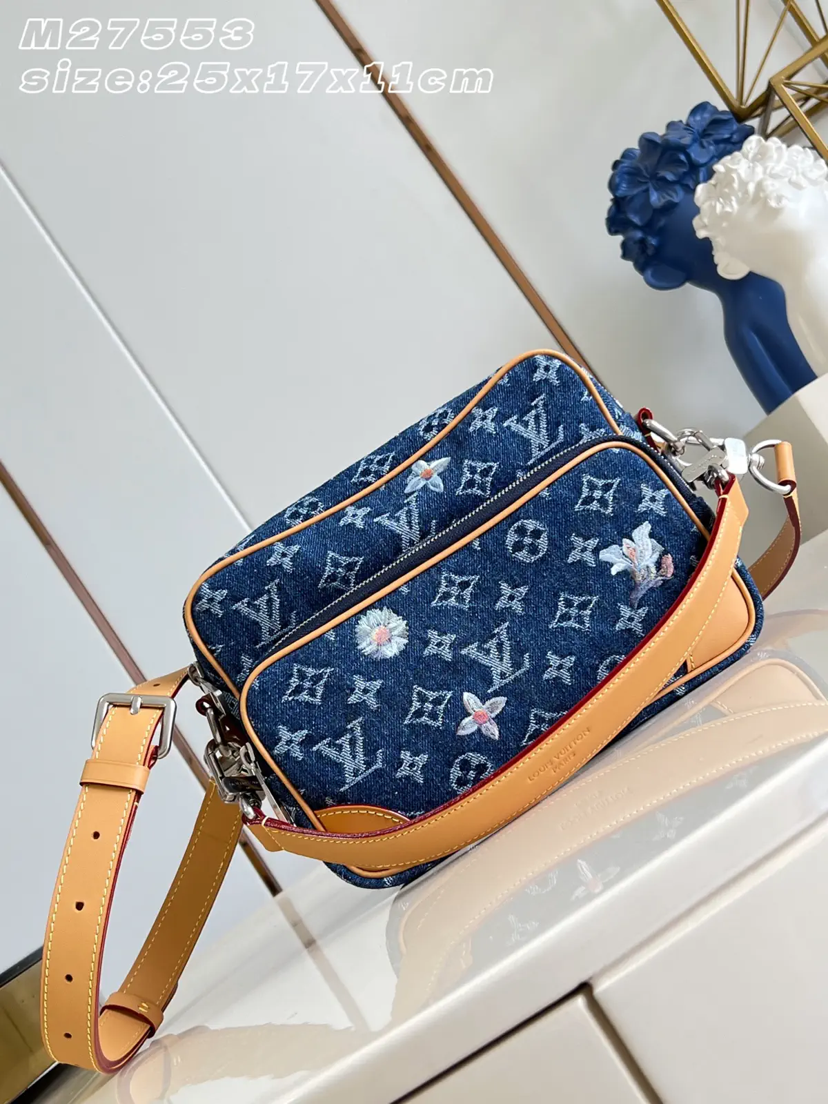 Louis Vuitton Nil Monogram Denim Crossbody Bag with Floral Embroidery image 1