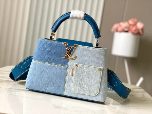 Louis Vuitton Denim Patchwork Capucines Top Handle Bag image 1