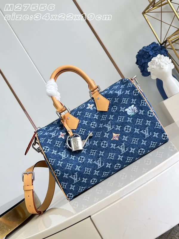 Louis Vuitton Speedy 30 Bandoulière Denim Monogram Top Handle Bag image 1