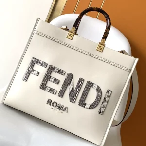 FENDI Sunshine Shopper Tote Bag with Snakeskin Logo Detail image 1