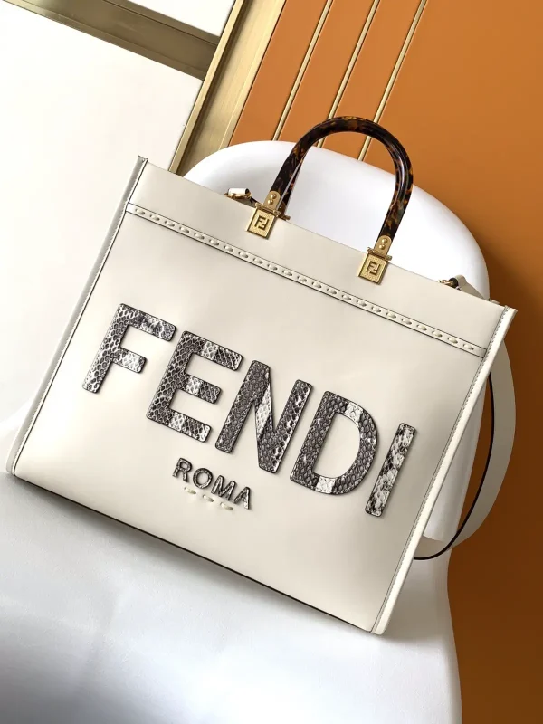 FENDI Sunshine Shopper Tote Bag with Snakeskin Logo Detail image 1