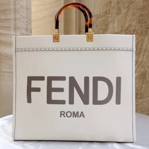 FENDI White Logo Shopper Tote Bag image 1
