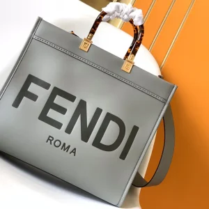 FENDI Grey Sunshine Shopper Tote Bag image 1