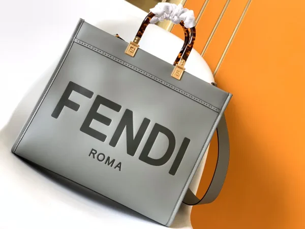 FENDI Grey Sunshine Shopper Tote Bag image 1