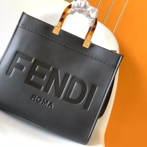FENDI Black Sunshine Shopper Tote Bag image 1