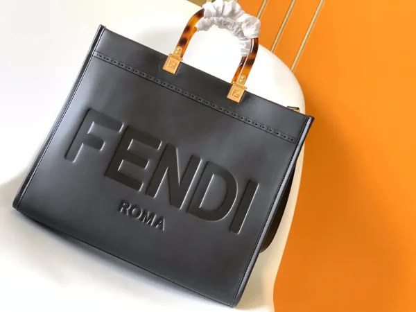 FENDI Black Sunshine Shopper Tote Bag image 1