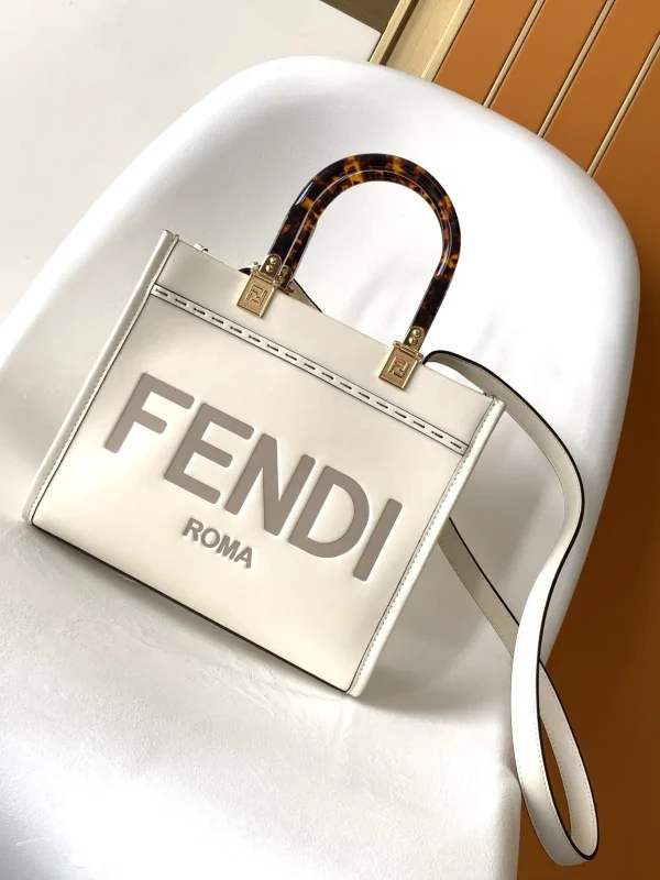 FENDI White Sunshine Shopper Tote Bag image 1
