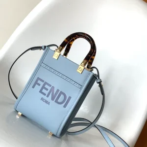 FENDI Light Blue Mini Sunshine Shopper Top Handle Bag image 1