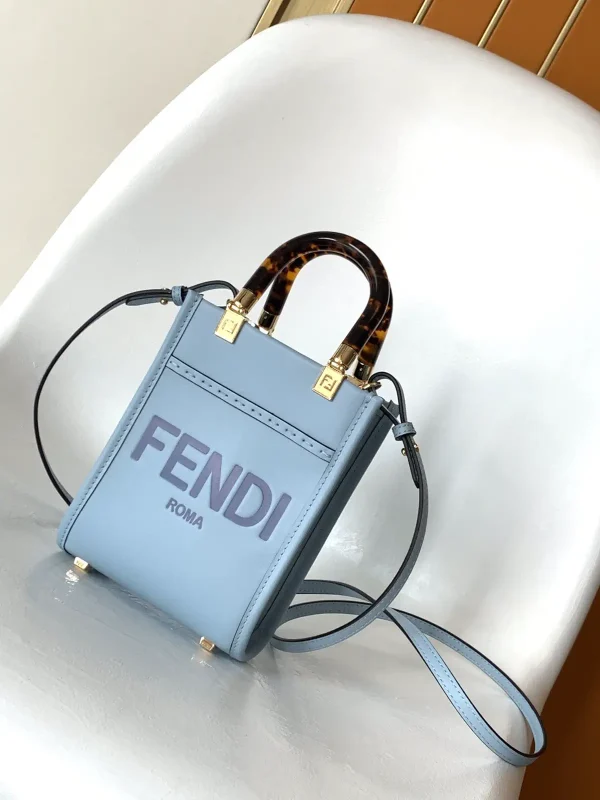 FENDI Light Blue Mini Sunshine Shopper Top Handle Bag image 1