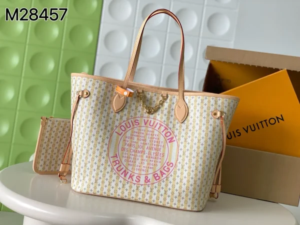 Louis Vuitton Neverfull MM Tote Bag with Monogram Striped Pattern image 1