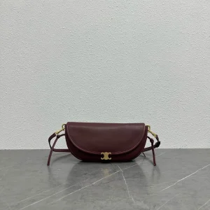 CELINE Burgundy Halfmoon Crossbody Bag image 1