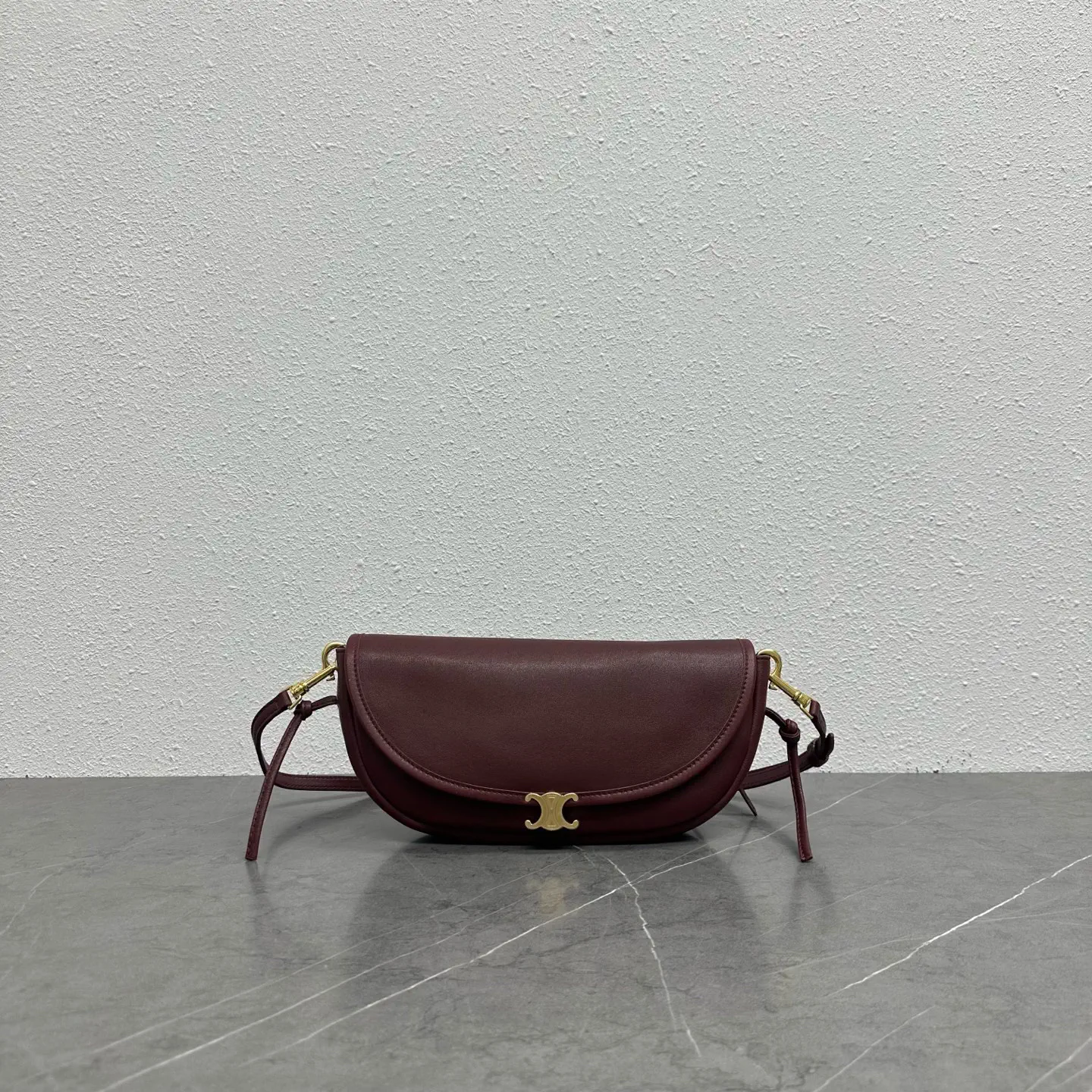 CELINE Burgundy Halfmoon Crossbody Bag image 1