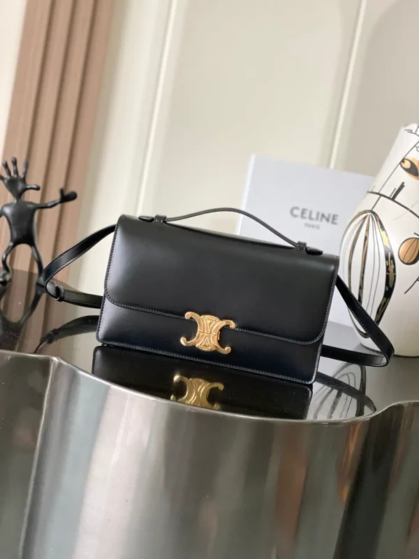 CELINE Triomphe Black Leather Shoulder Bag image 1