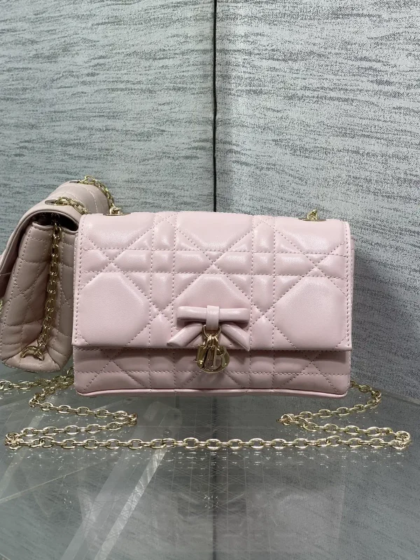 Dior Light Pink Quilted Bow Chain Crossbody Bag image 1