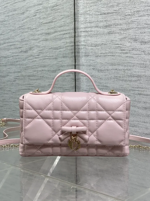 Dior Light Pink Quilted Bow Chain Top Handle Bag image 1