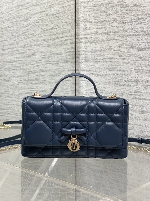 Dior Navy Quilted Bow Chain WOC Bag image 1