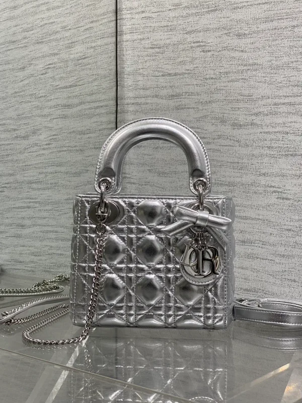 Dior Quilted Mini Top Handle Bag with Bow Charm image 1