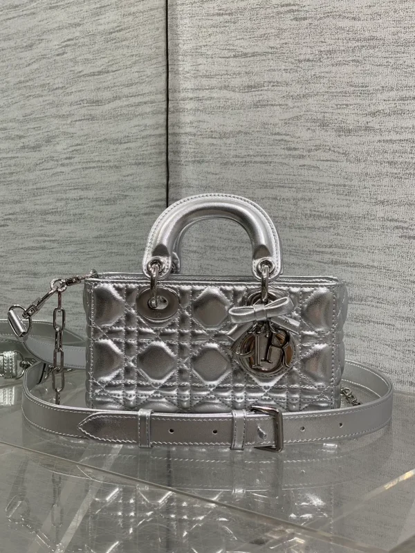 Dior Silver Quilted Mini Top Handle Bag image 1