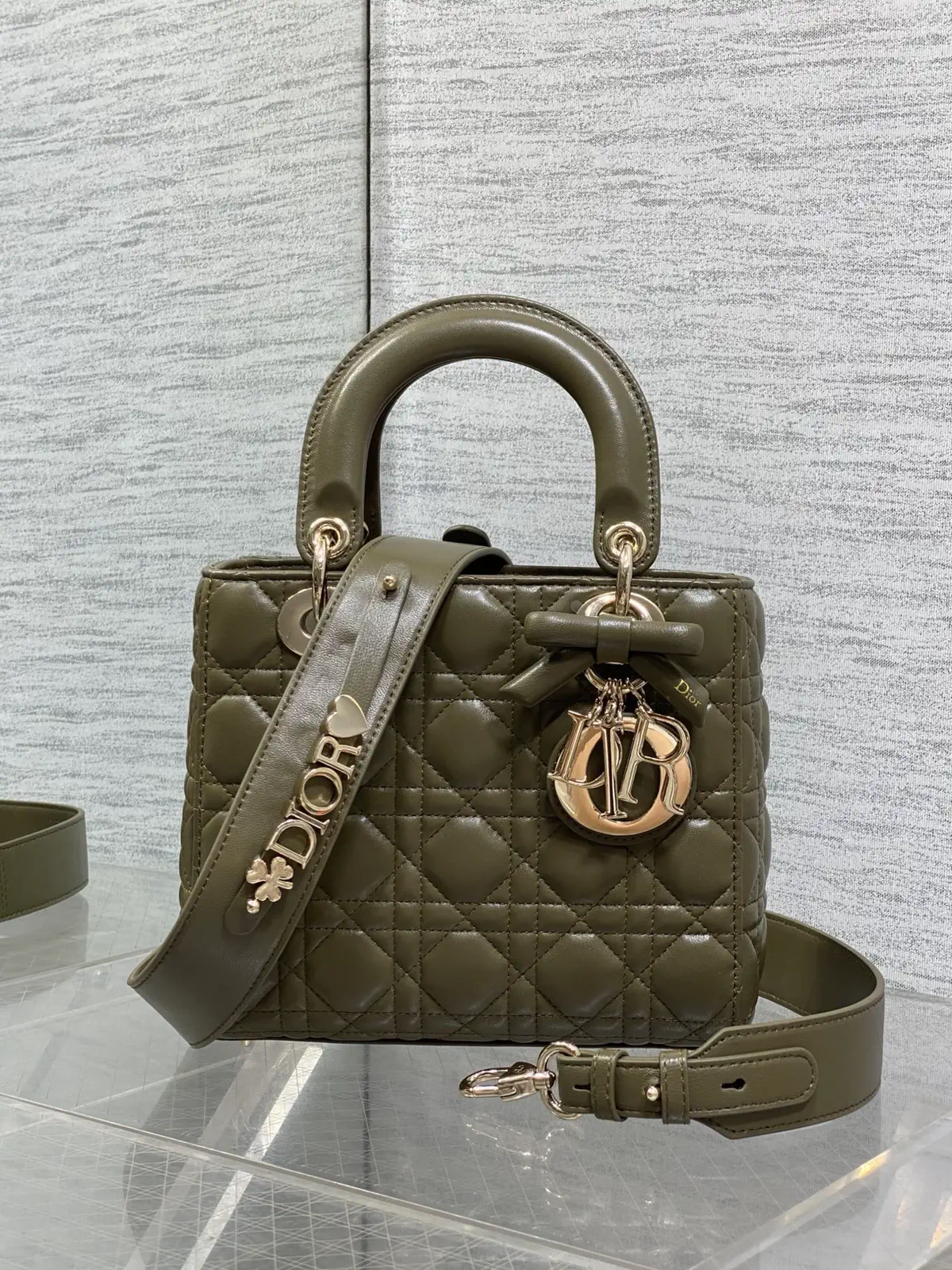 Dior Quilted Top Handle Bag with Bow Charm image 1
