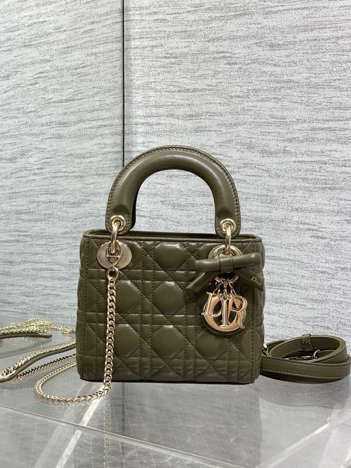 Dior Quilted Top Handle Bag with Bow Charm image 1