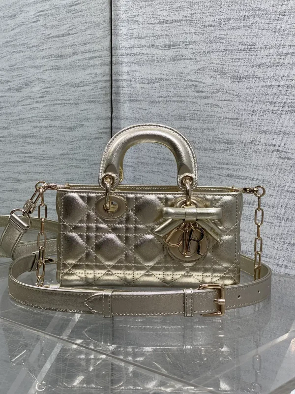 Dior Quilted Mini Top Handle Bag with Bow Charm image 1