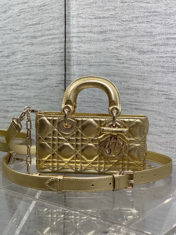 Dior Metallic Gold Quilted Mini Top Handle Bag image 1