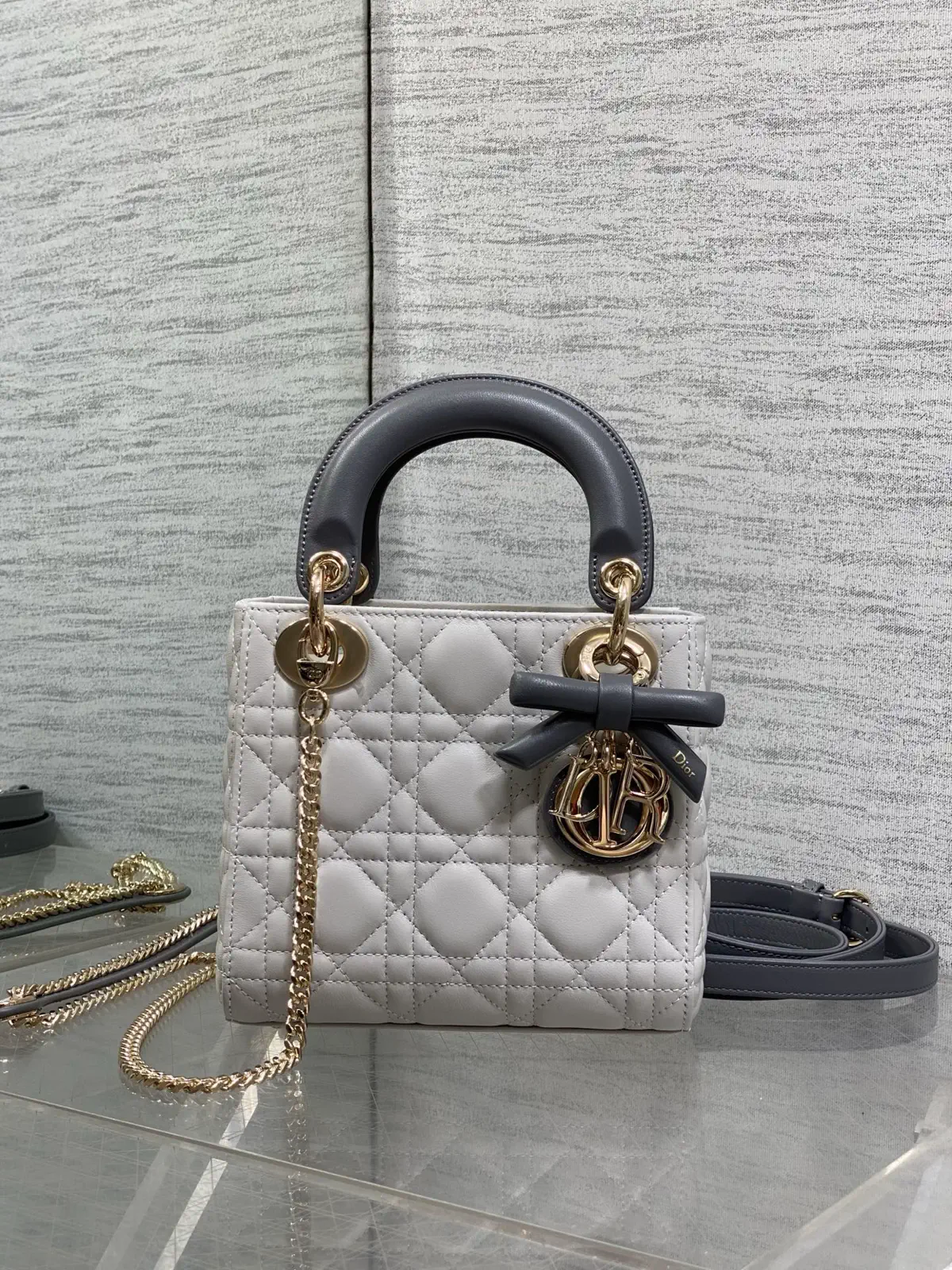 Dior Quilted Top Handle Bag with Bow Charm image 1