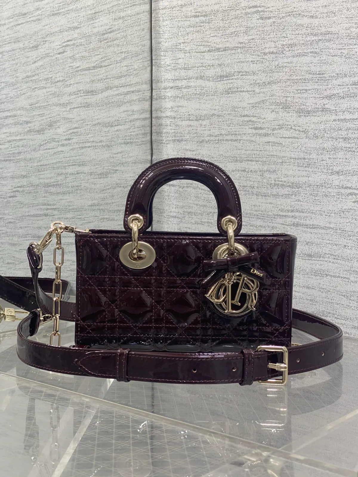 Dior Quilted Mini Top Handle Bag with Bow Charm image 1