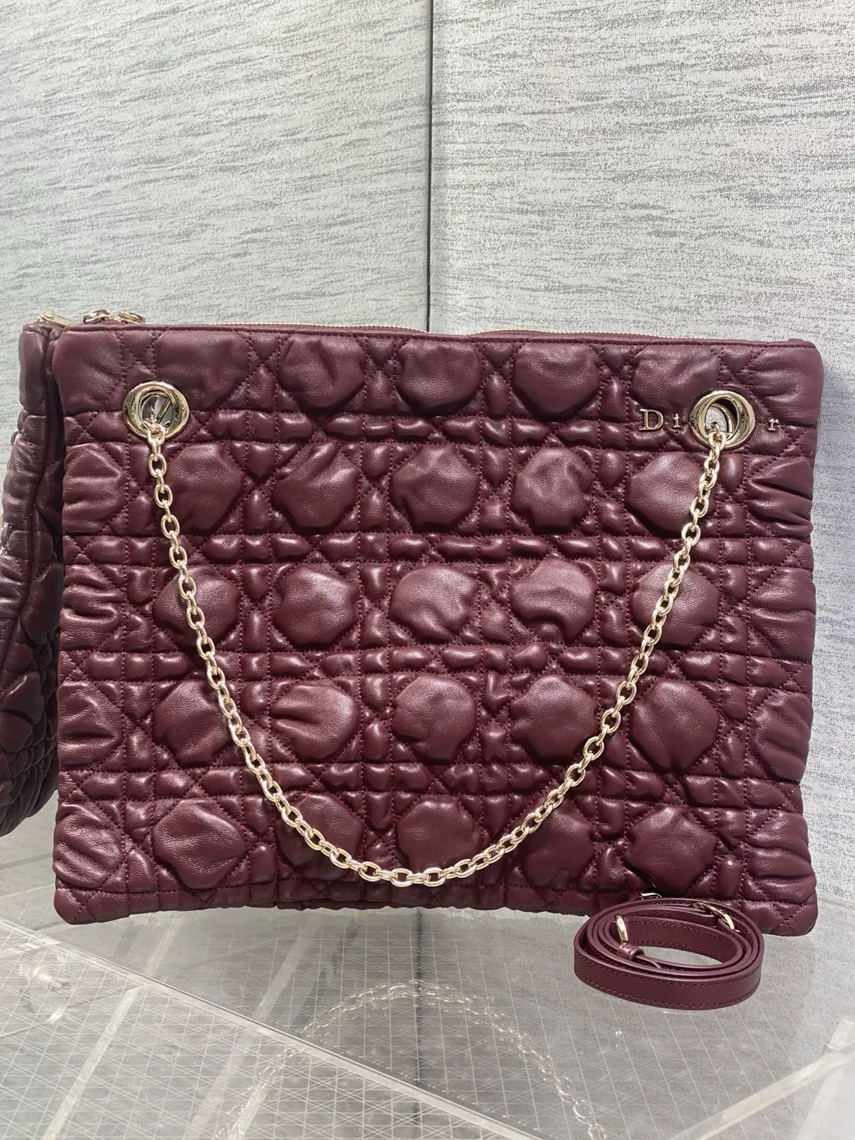 Dior Burgundy Quilted Shoulder Bag image 1