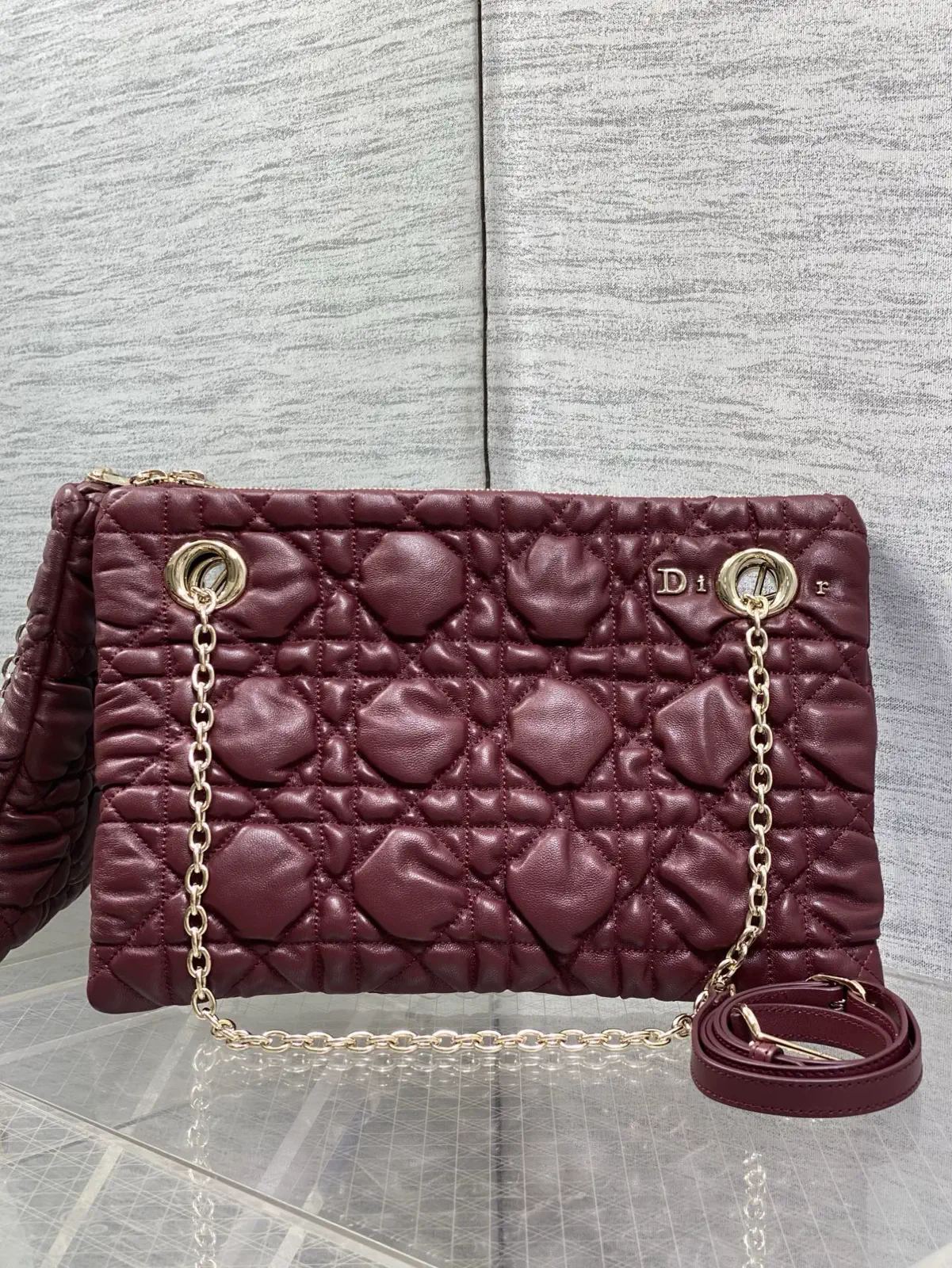 Dior Burgundy Quilted Shoulder Bag image 1