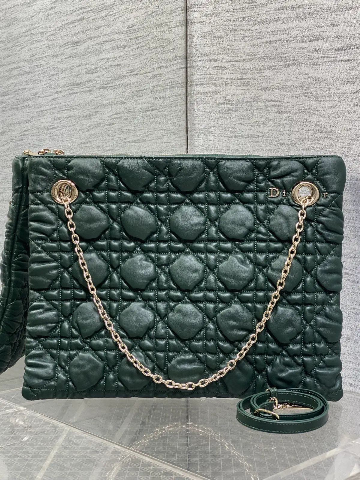 Dior Dark Green Quilted Shoulder Bag image 1