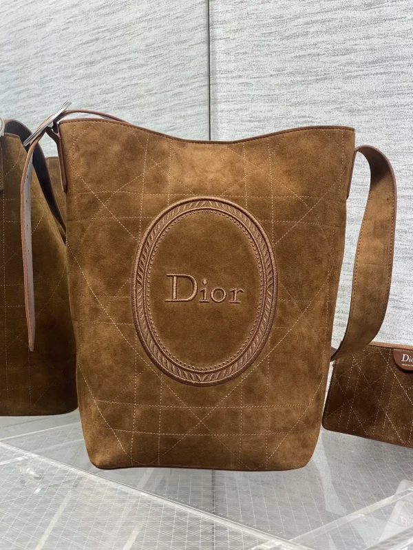 Dior Medaillon Quilted Suede Bucket Bag image 1