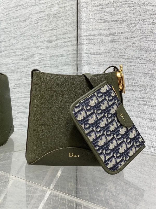 Dior Olive Green Bucket Bag with Monogram Pouch image 1