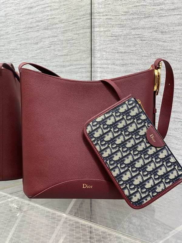 Dior Burgundy Large Bucket Bag with Pouch image 1