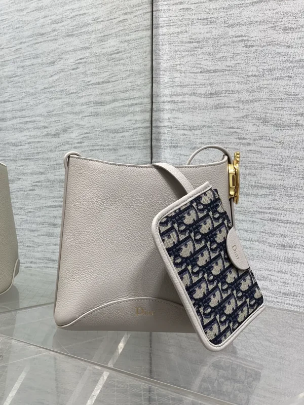Dior Rock Gray Grained Calfskin Bucket Bag with Monogram Pouch image 1
