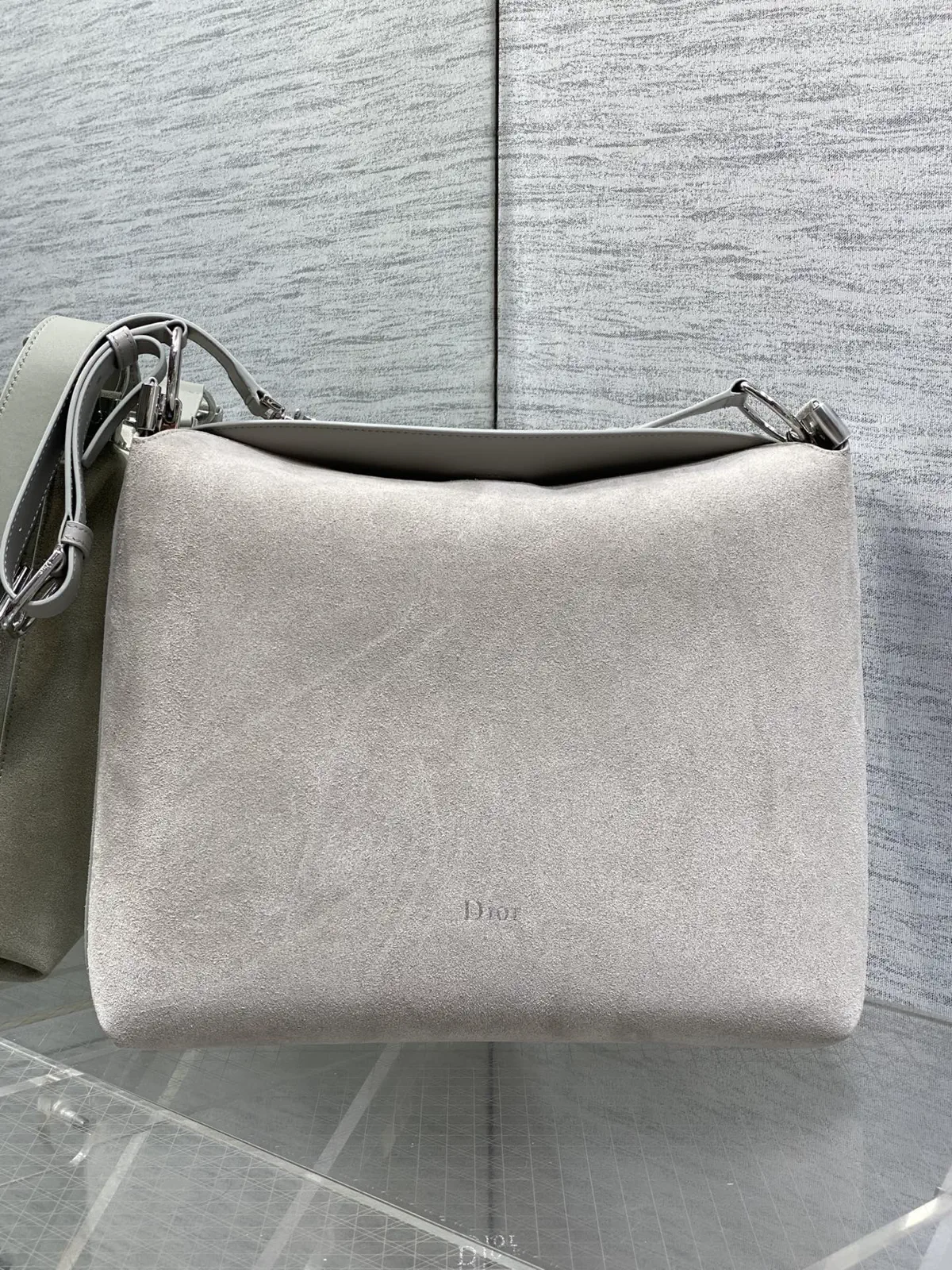 Dior Light Gray Suede Shoulder Bag image 1