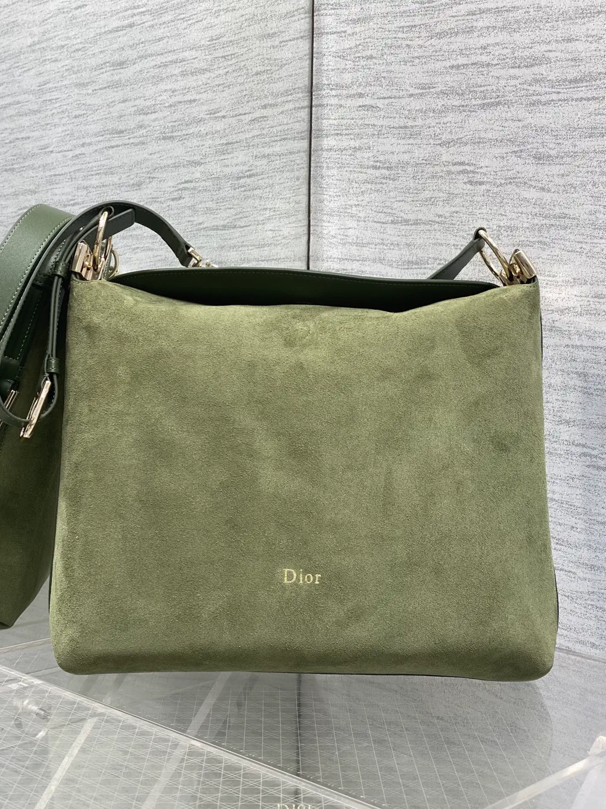 Dior Olive Green Suede Shoulder Bag image 1